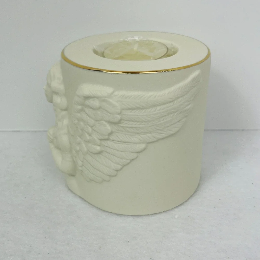 Lenox Radiant Light Angel Votive Ivory Porcelain Gold Trim Candle Holder 863056
